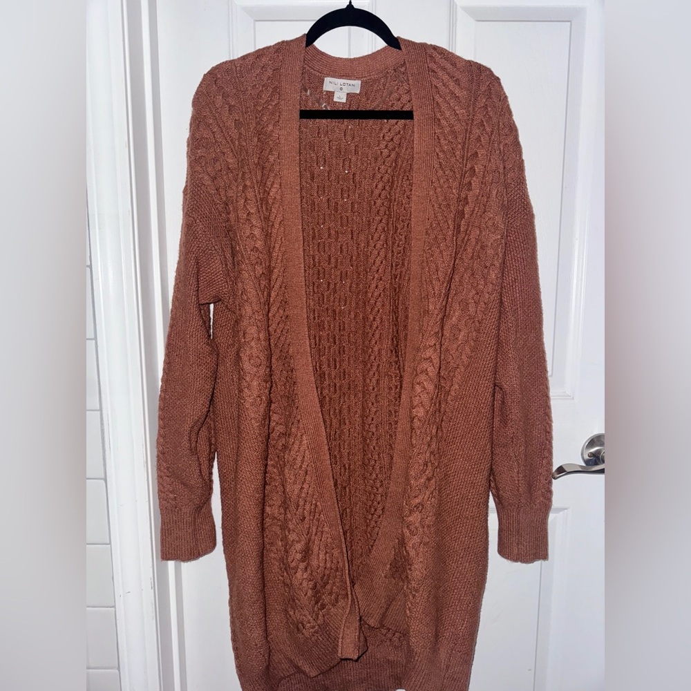 Nili Lotan Brown Chunky Knit Cardigan Sweater NWOT women’s Large